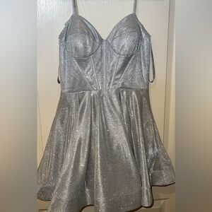 Silver Glitter Mini Dress